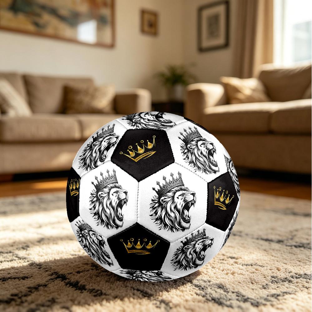 1PC Lion Majesty Golden Crown Soccer Ball Size 5 Football Machine Sewn Indoor/Outdoor Universal Football S29