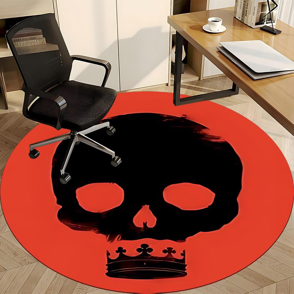 1pc Skull Crown Office Round Rug, Non-slip, Soft and Durable Office Rug for Interior Decoration, Perfect for Office,Decoration yy260204040