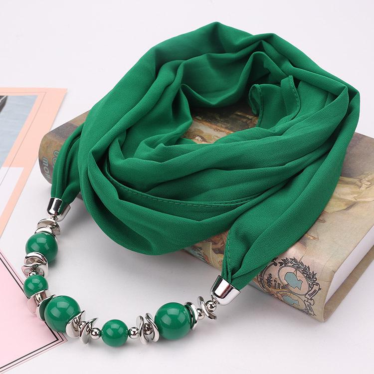 Wunderschöner Perlenanhänger Ring Schal Damen Schal Schal Schmuck Halskette Ethnischer Stil Chiffonschal