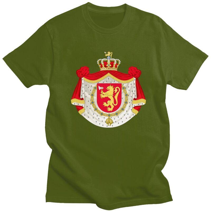 Custom Coat Of Arms Of Norway T Shirts Men Pure Cotton Tee Tops Norwegian Flag Tshirt Short Sleeve Casual Tshirt Clothing