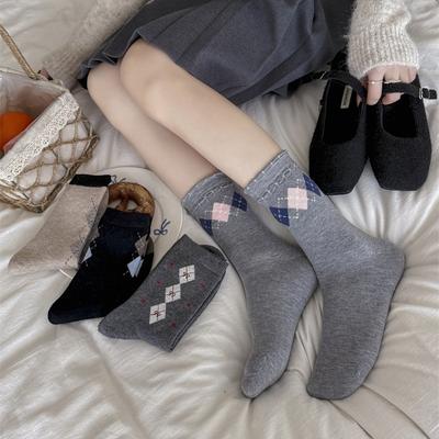 Damen Herbst und Winter Warme Vintage Unterwäsche Wolle Mittelhohe Frotteesocken
