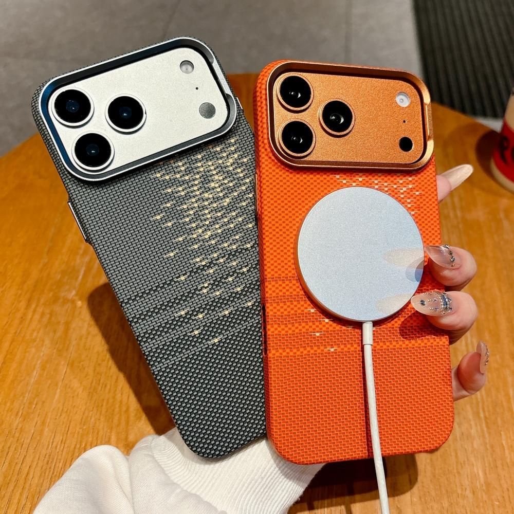 Luxury Kevlar Carbon Fibre Magnetic Wireless Charging For Magsafe Case For iPhone 17 Pro Max 16 15 Shockproof Hard PC Back Cover