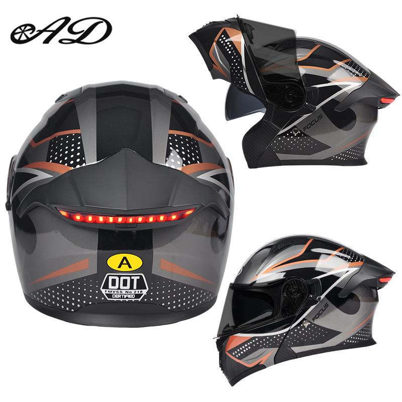 DOT Certified Unisex Flip-up Motorcycle Helmet: Stylish, All-Season Safety Taillight Design