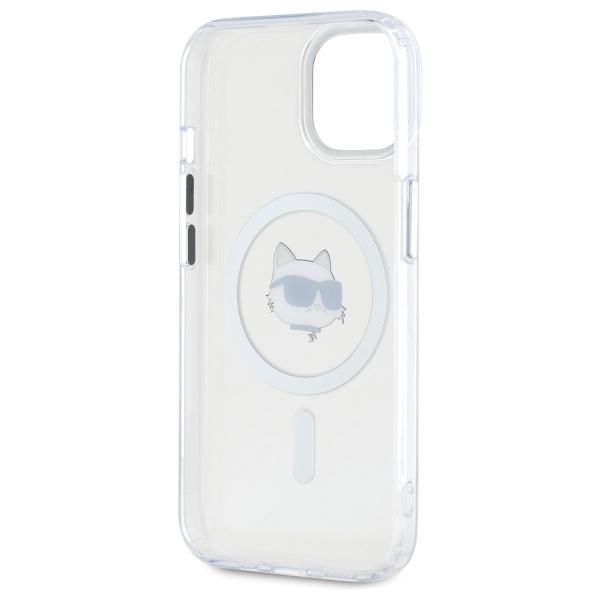 Karl Lagerfeld Klhmp15Shlschh Iphone 15  6.1 Biały/White Hardcase Iml Metal Choupette Head Magsafe