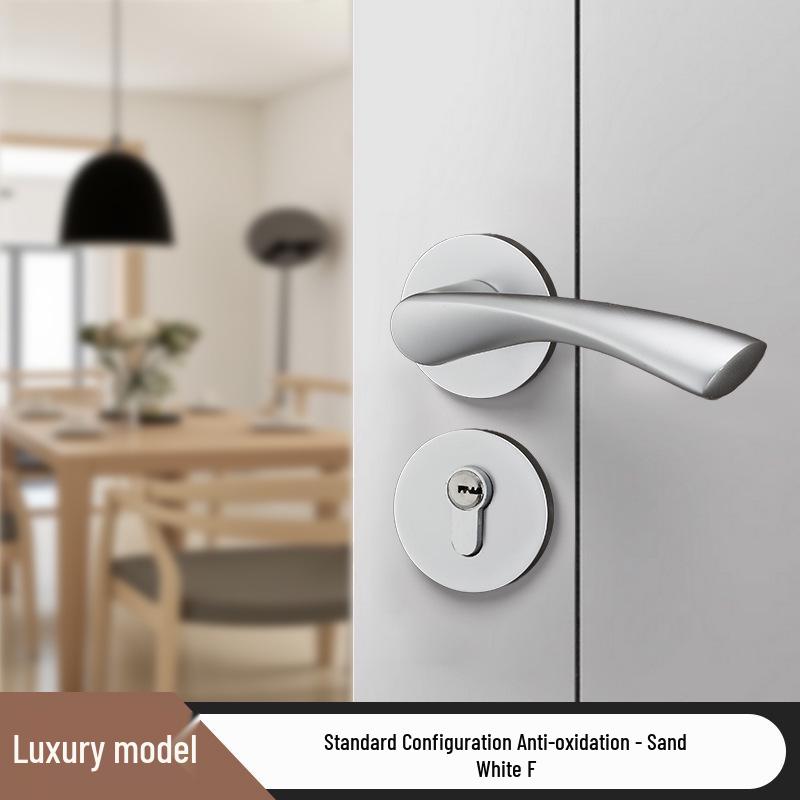 Universal Magnetic Black Bedroom Door Handle Lock - Silent, Solid Wood Design