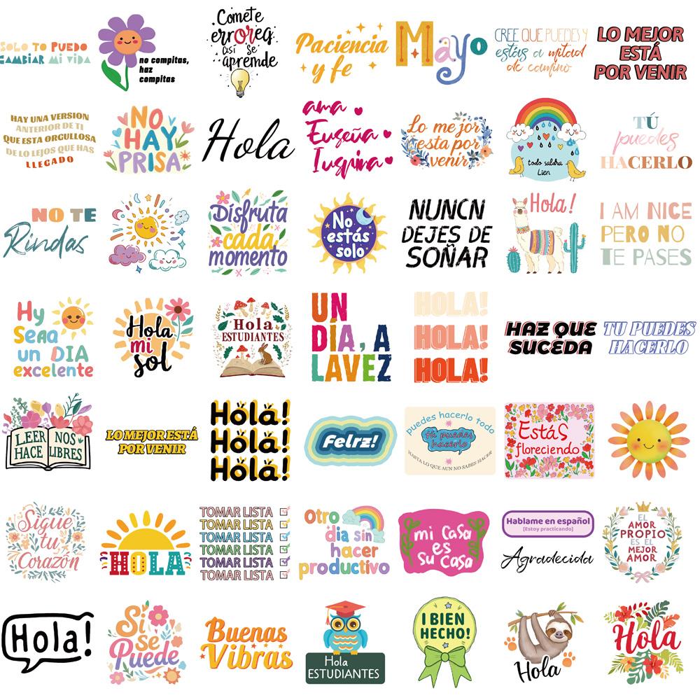 50PCS Spanish Motivational Sticker Harajuku Notebook Laptop Luggage Waterproof Coffee Skateboard Classic Graffiti Art Sticker