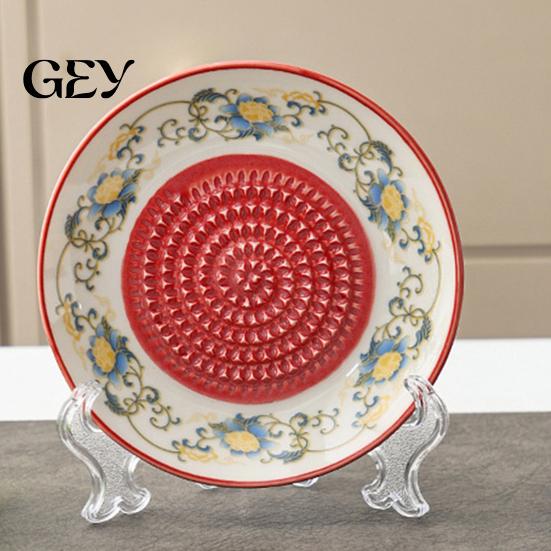 Garlic Mincer Ceramic Grinder Plate Bowl, Manual Ginger Fruit Zester Grater Herb And Dish, All-in-One Prep Mixing Serving Tray, Modern Minimalist