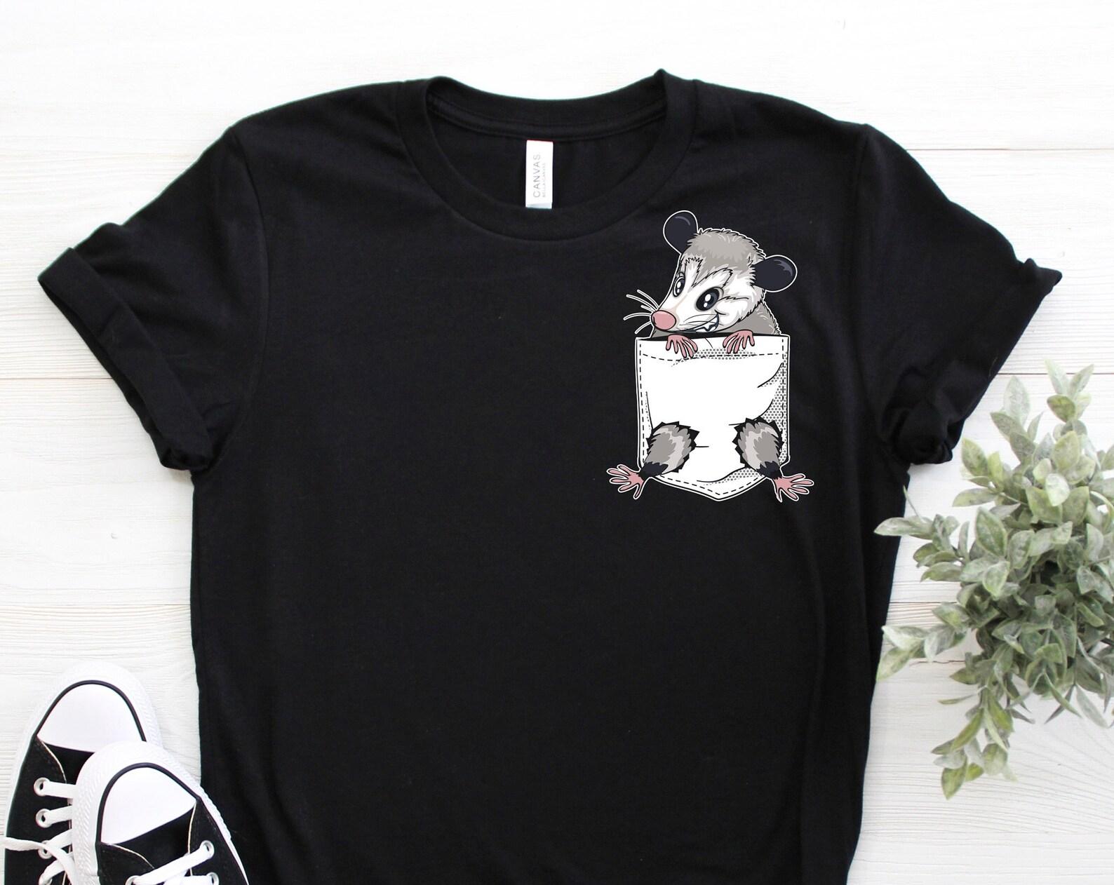 Cute Opossum Pocket Funny Opossum Outfit Gift T-Shirt, Funny Opossums Lovers Costume, Possum Animal Outfit, Birthday Christmas Present Tees, 160