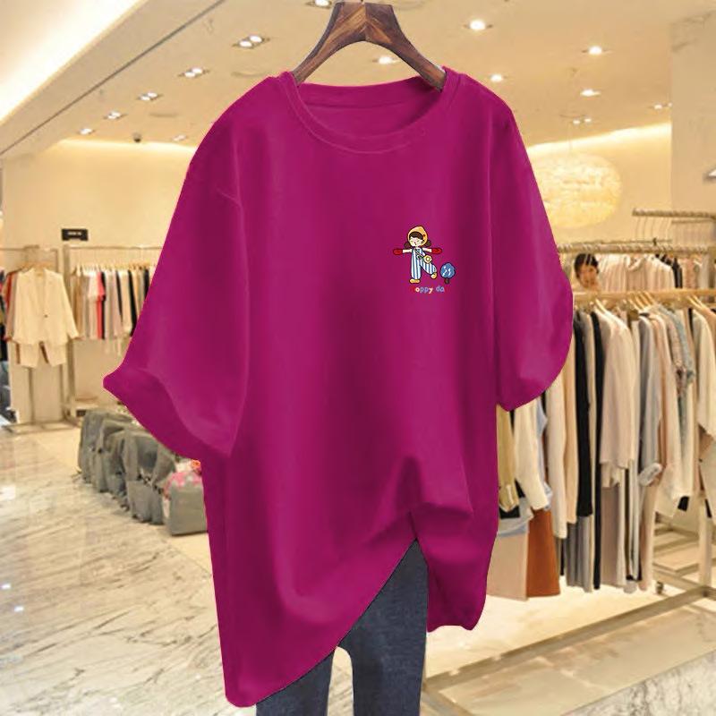 Women's Grey Oversized Cotton Short Sleeve T-Shirt - Fashionable European Summer 2025 Casual Top