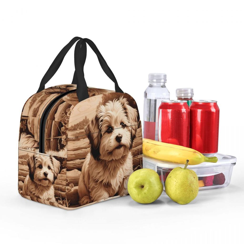 Havanese The Joyful Spirit Of Wood Insulated Lunch Bag for Women Children Portable Food Boxes Thermal Lunch Box Tote