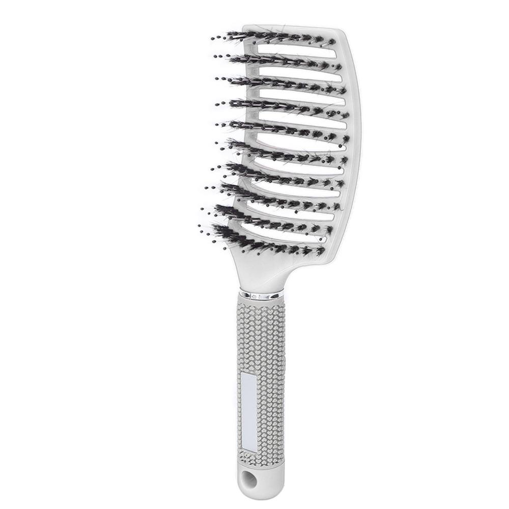 Soft Bristle Detangling Hair Brush Curved Design Anti Frizz Hair Comb For Curly Wavy Straight Hair