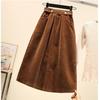 Autumn and Winter Women's Plus-size Skirt Mid-length Loose High-waist A-line Corduroy Skirt