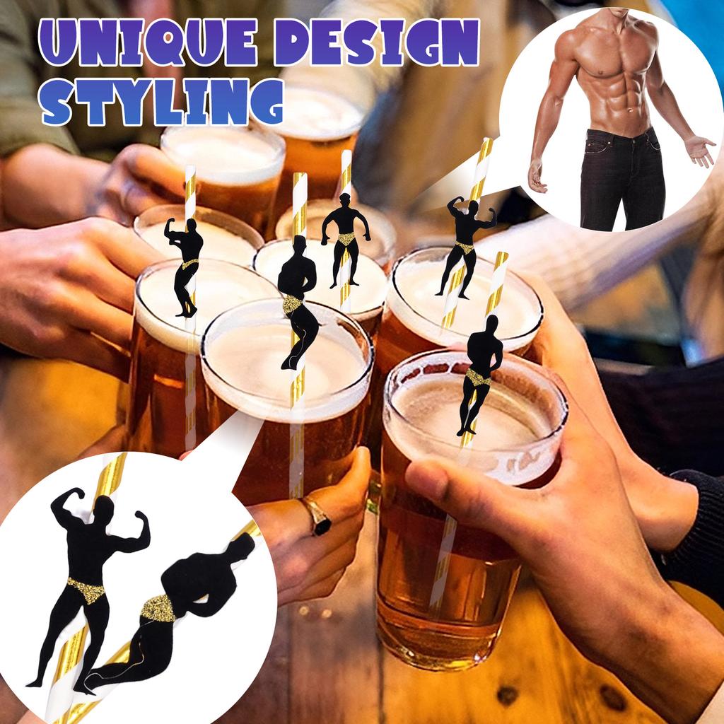 108 Pcs Paper Straws Funny Male Dancer Drinking Straw Bachelorette Disposable Straws for Birthday Reunion Bachelor Party and Bar