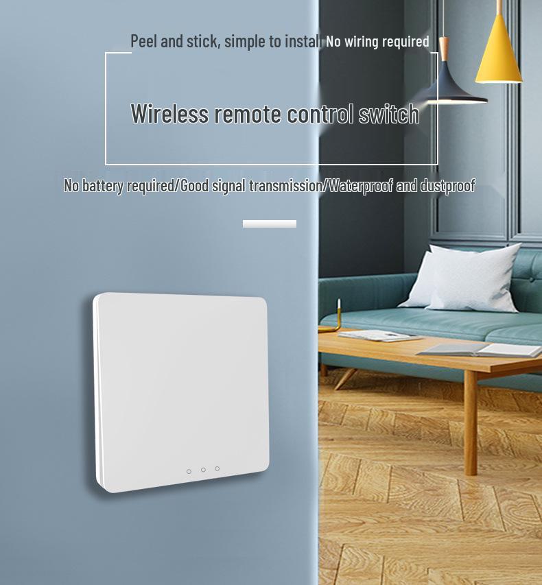 Întrerupător de lumină wireless cu auto-alimentare cu buton mare - Nu necesită cablare sau baterii