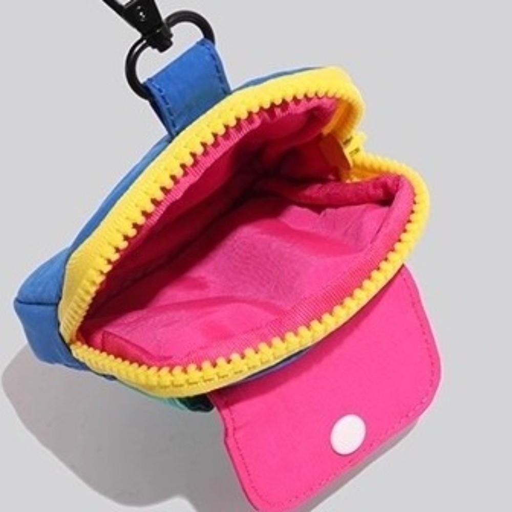 Stylish Portable Storage Bag Portable Zipper Earphone Case With Keyring Small Hanging Bag  Daily