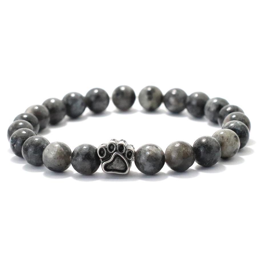 Natural Colored Imperial Beads Bracelet Men Titanium Steel Dog Paw Beaded Brazelet Women Simple Yoga Wrist Braslet Jewelry Homme