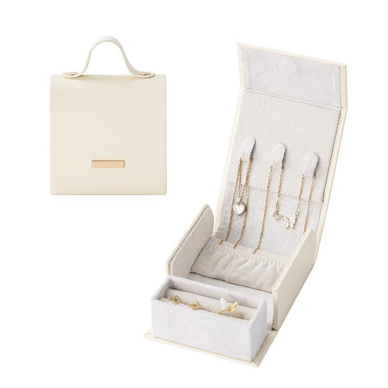 New Portable Portable Jewelry Box Simple Contrast Color Travel Jewelry Earrings Earrings Necklace Ring Jewelry Storage Box белый