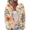 Damen Casual Fashion Retro Blumendruck Langarm Top Strickjacke Knopfjacke