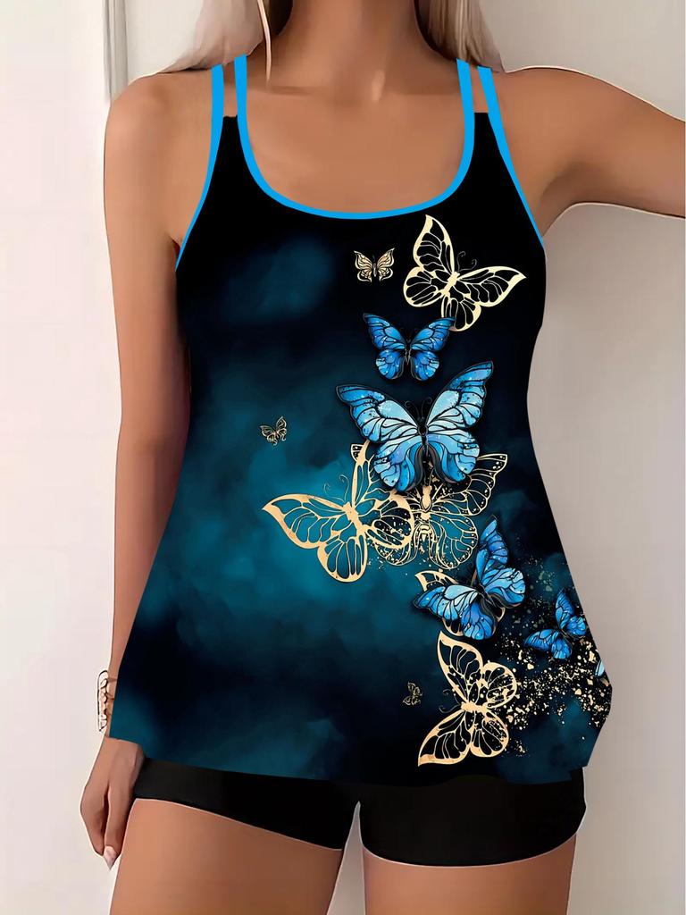 Modny Damski Tankini Plus Size z Spódniczką z Nadrukiem 2025 - Styl Europejski i Amerykański