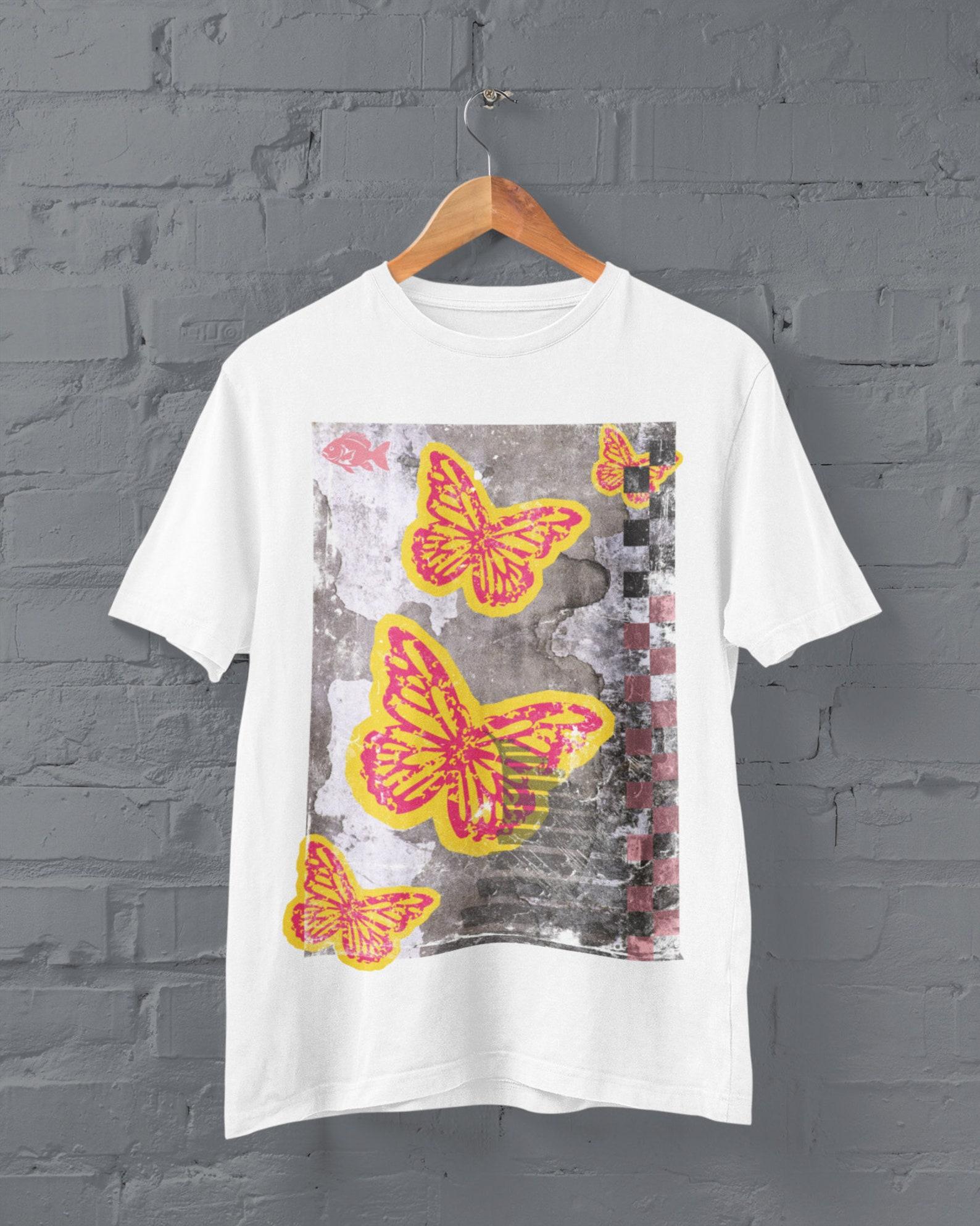 Y2k Butterfly Shirt, Dark Academia Clothing, Goth Clothing, Trad Goth, Mall Goth, Egirl Clothes, Dark Fairycore Grunge M