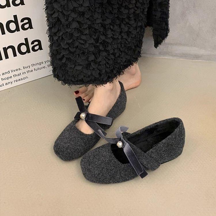 

Temperament British fairy shoes Mary Jane shoes round head elegant retro season bow thick heel 40 сірий колір