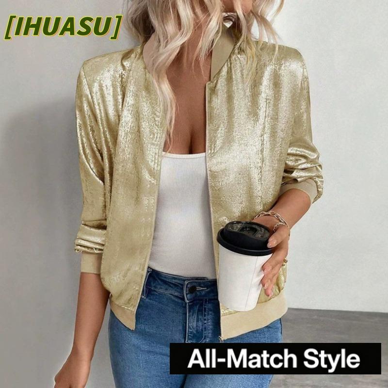 IHUASU Damen Vintage Lässige Einfarbige Print Herbst Winter Langarm Jacken & Mäntel