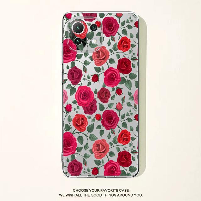 

Прозрачный чехол с красной розой и цветочным принтом для Xiaomi Poco X3 Nfc X3pro M3 F1 F3 для Mi 11 12 13 11x 12x Pro 11 10 Lite 11t 10t Pro Xiaomi 11T