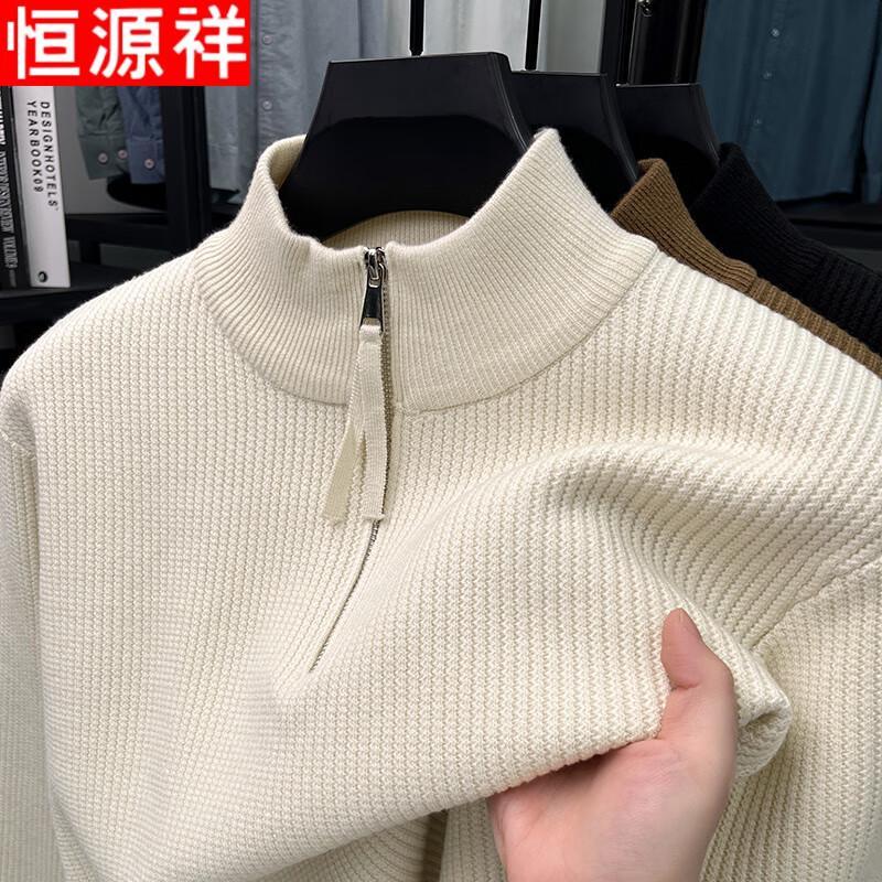 Hengyuanxiang Men s Half-Zip High-Neck Sweater 4XL