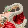 Suit Coat Brooch Shiny Rhinestones Snake Shape Pin with Rose Flower Decor Sweaters Hats Bags Badge Daily Wear Parties Accessory