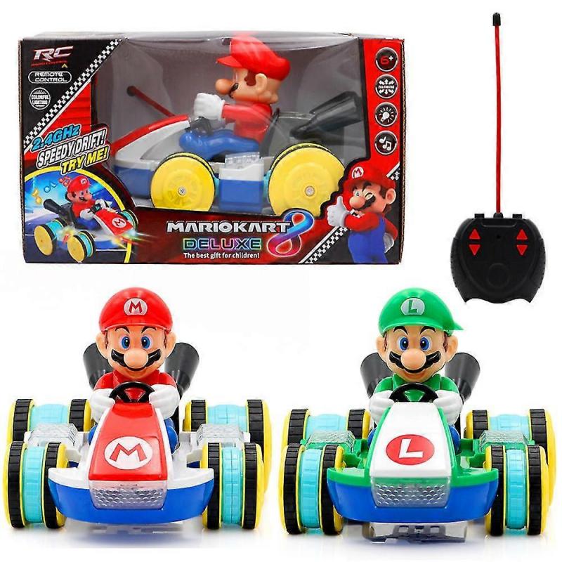 Super Mario Bros Kart Remote Control Electric Car Toy For Kids, Mario Luigi Led Light-up Music Kart Car Toys Children Gift
