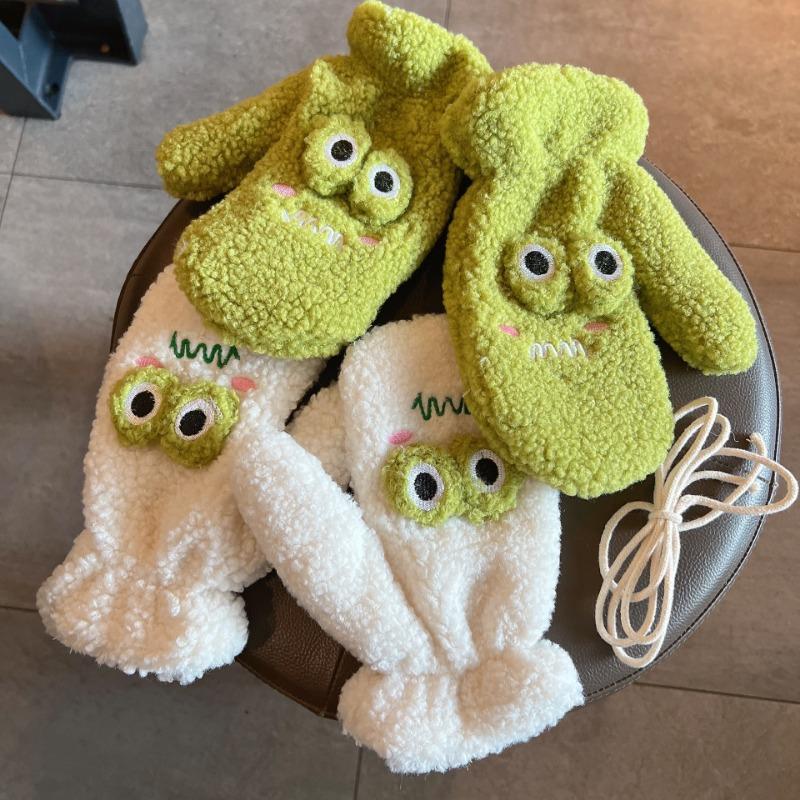 Gloves Winter schoolgirl neck big eyes frog finger all-inclusive gloves warm and cold cotton frog elements