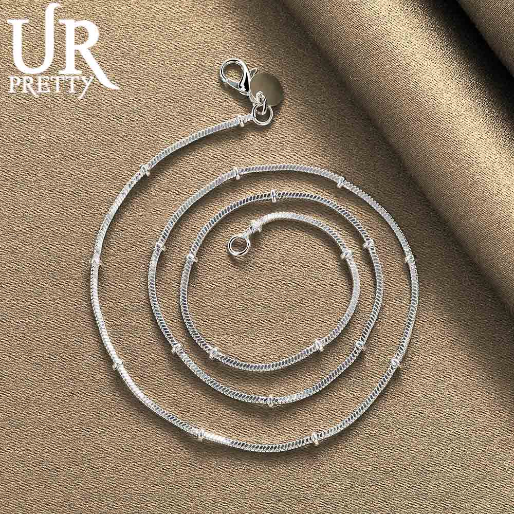 925 Sterling Silver Snake Chain Bead Necklace Fashion Wedding Jewelry