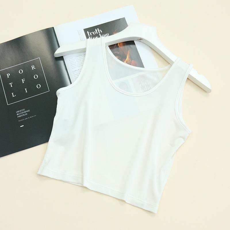 

Женская майка для йоги Tangge из шелка и спандекса - Без рукавов, с круглым вырезом, дышащая и высокоэластичная M белый