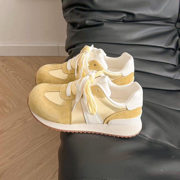 Soft Leather Version 2025 New Spring German Training Sports Running Casual Versatile Women's Thick Sole Lightweight Round Head Dad Forrest Gump Shoes