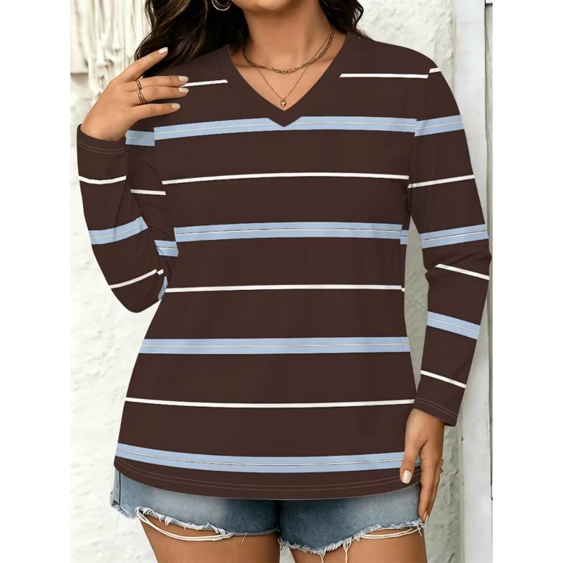 Women's casual long sleeve V-neck T-shirt