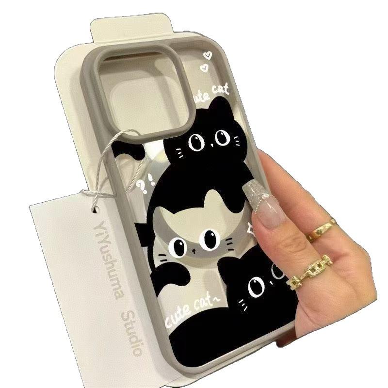 Applicable to Apple 11Pro mobile phone case iPhone11 acrylic cute 11Pro personality 11 niche black and white stacked cat