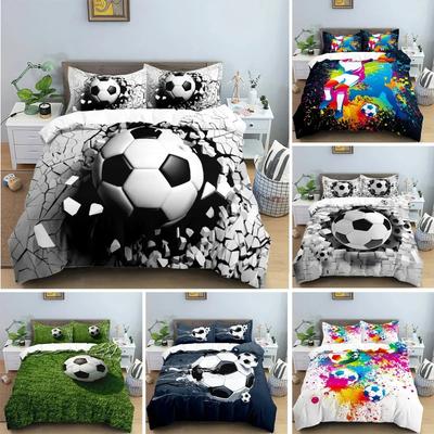 Fußball Bettwäsche Set 3D Fußball Kind Bettbezug Einzel Doppel Sport Junge Heimtextilien Steppdecke Nordische Bezüge für Bett King Full