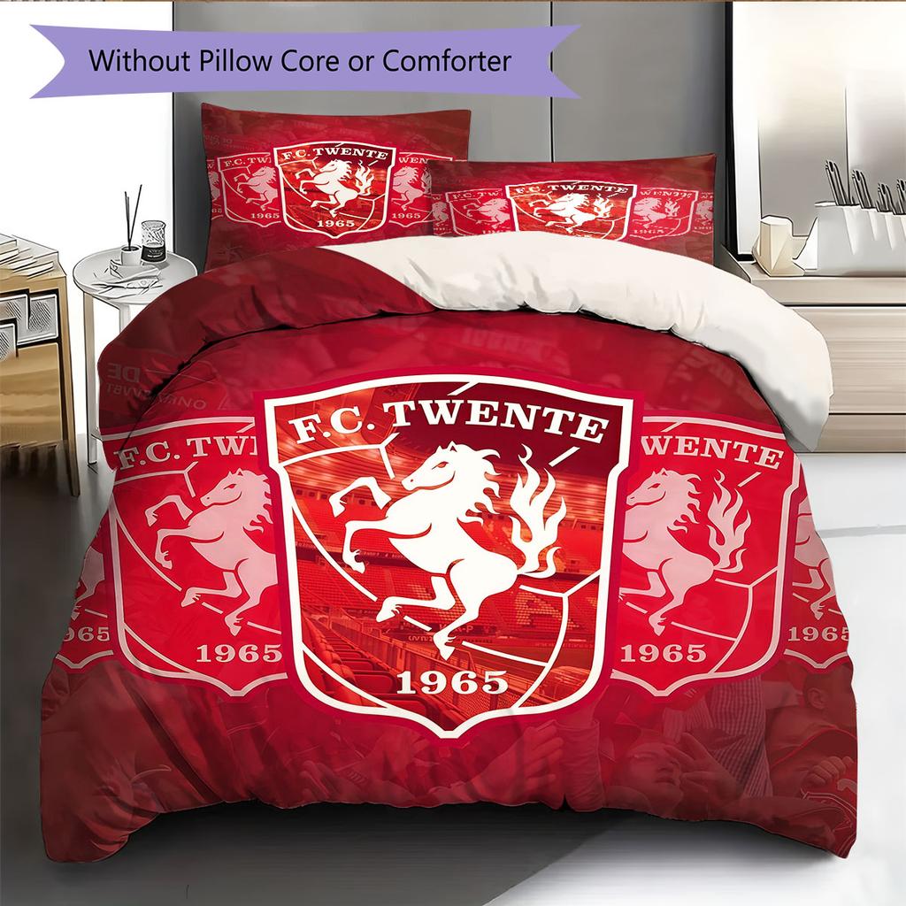 Biancheria da letto con motivo FC Twente Enschede Decorazione per la casa Regalo di compleanno ( 1 copripiumino + 2 federe, senza imbottitura),merchandising per fan.