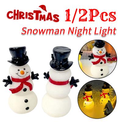 1/2 Stück Schneemann Nachtlicht mit Zylinderhut Weihnachts-Schneemann Ornament PVC Weihnachts-Schneemann Lampe Für Outdoor Gartenparty Deko Geschenke