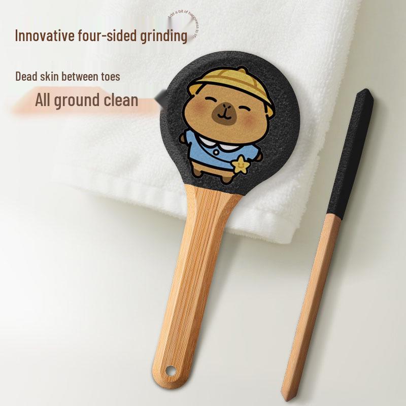 Round Bamboo Foot Scraper and Pumice Stone for Callus Removal and Pedicure