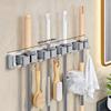 Heavy Duty Metal Mop and Broom Holder Wall Mounted Adjustable Hooks Storage Organizer for Home Garage Kitchen Garden Space Saving Tool Rack