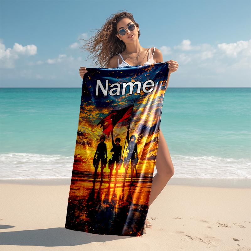 Personalized customized proof beach towel with Attack on Titan  pattern - soft, absorbent, quick-drying, perfect swimming, camping&bathing