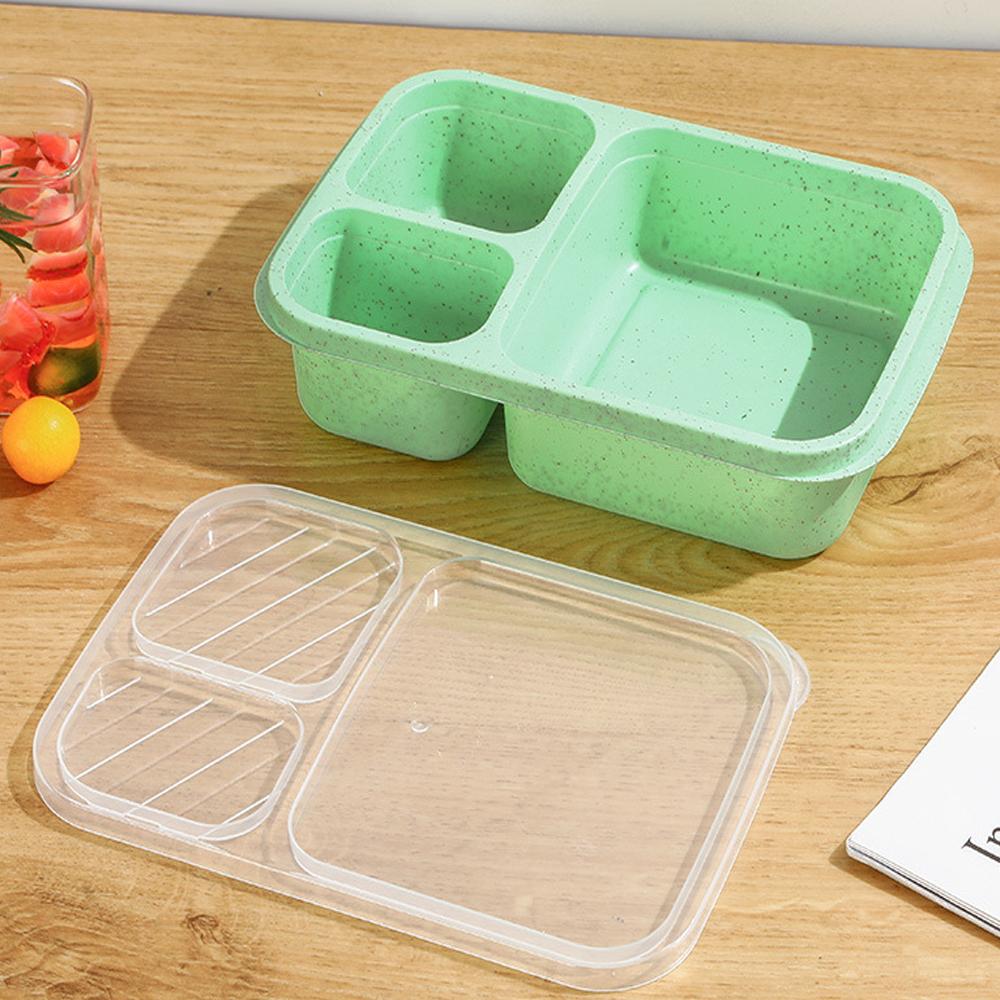 D2 1Pcs Bento Lunch Box for Kids Adults Reusable Food Storage Box Container 3 Compartment Lunch Box for School Work and Travel