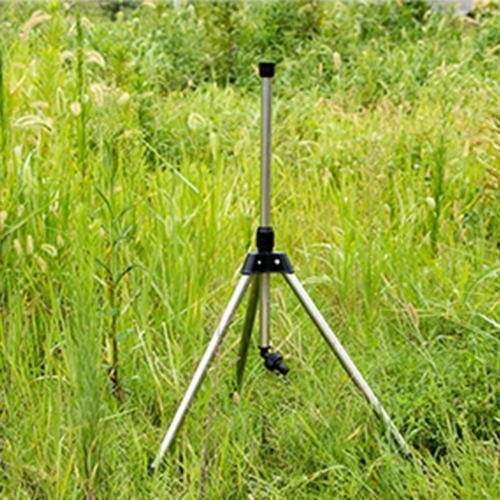 1 Set 360 Rotary Irrigation Tripod Lawn Garden Sprinkler Telescopic Support Sprinkler Head on Tripod Stainless Steel