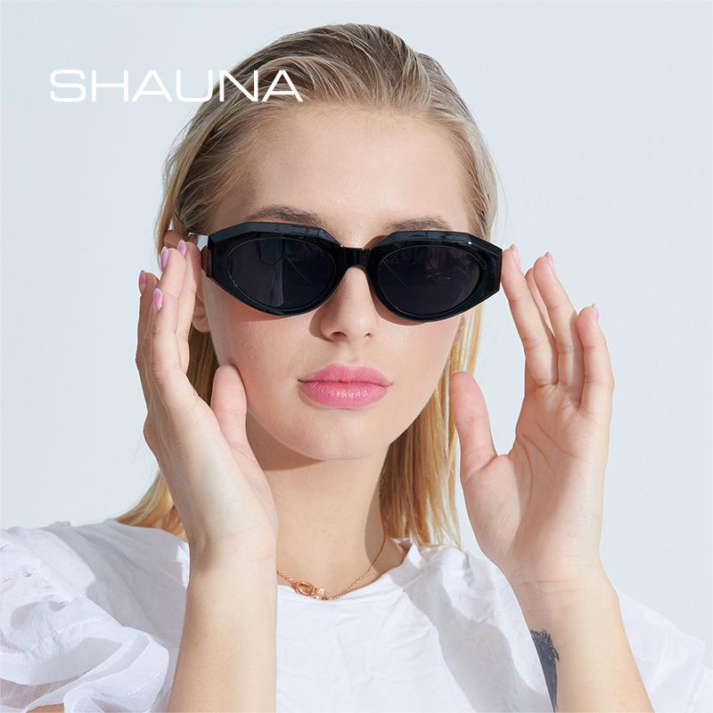 SHAUNA Retro Kleine Ovale Sonnenbrille Frauen Ins Beliebte Cat Eye Trendy Männer Sonnenbrille UV400