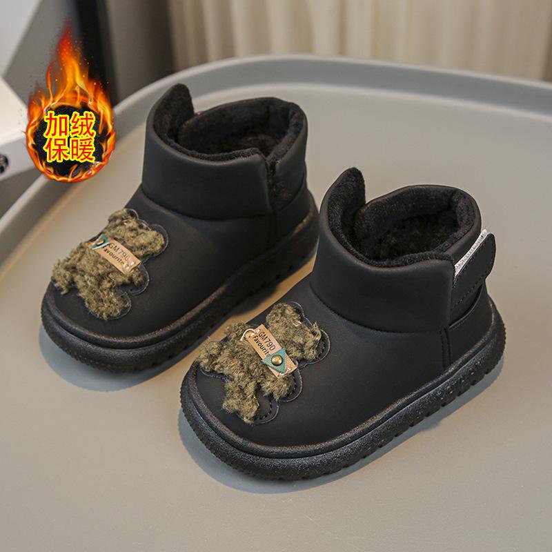Barnesko Mote Snøstøvler Vinter Ny Stil Gutter Plysj Bomullssko Stor Bomull Tegneserie Baby Komfortable Varm Sko
