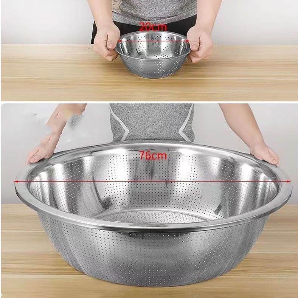 Stainless Steel Grater Basin Round Rice Washing Basin Convenient Filter Net Bowls  Fruit