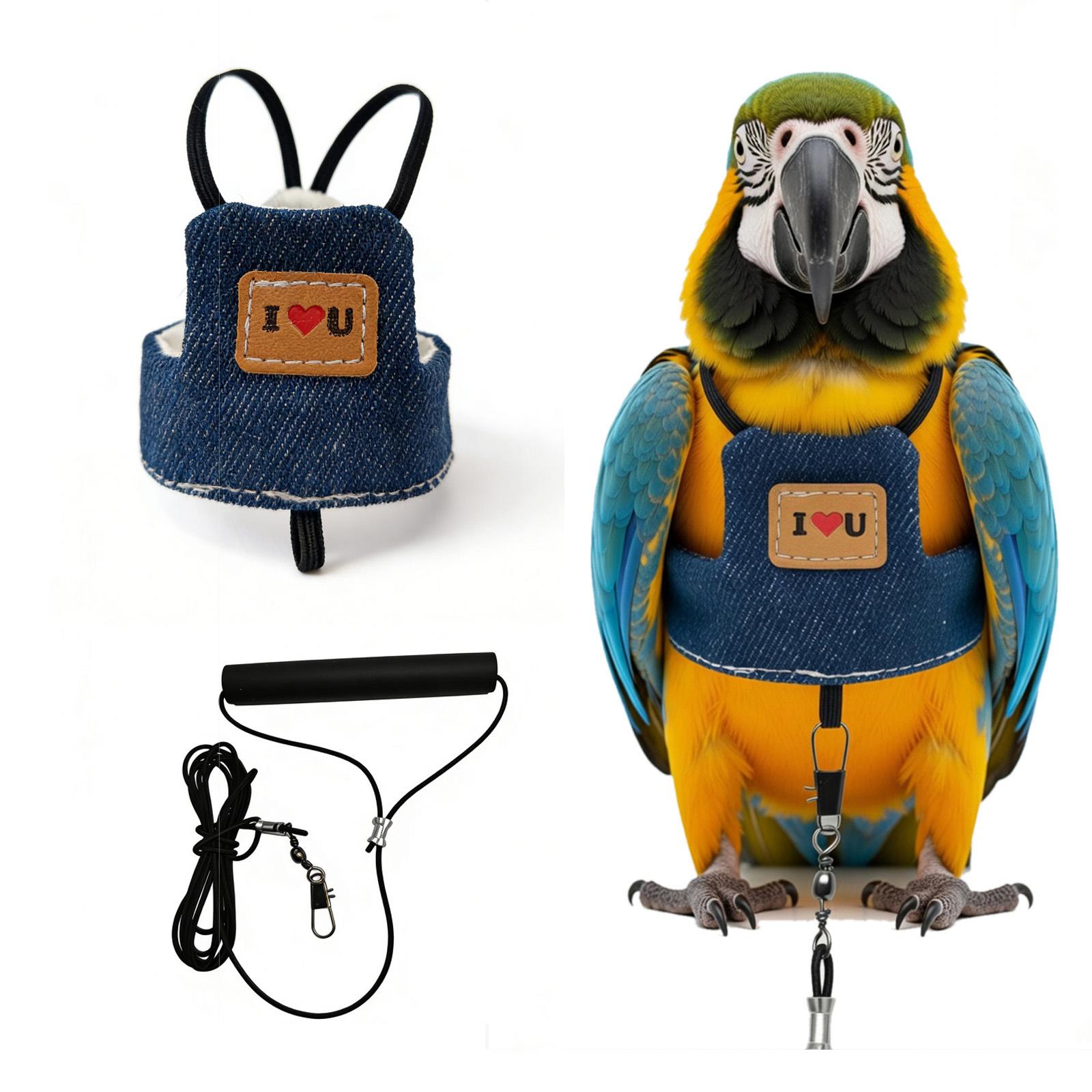 

Breathable Parrots Walking Jackets Harness Vest With Secure Leash Attachment For Small Bird Training And Daily Use S синий