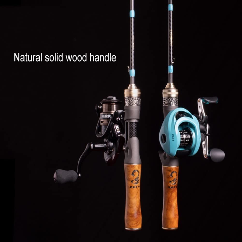 Ultralehký rybářský prut z uhlíkových vláken, rybářský prut s UL Power, rukojeť z masivního dřeva, pevný vršek, ultra měkký rychlý rybářský prut pro přívlač/casting. (Barevné odlévání,