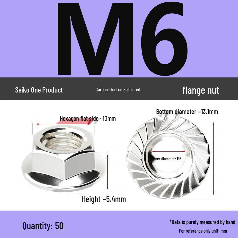 Electroplated Galvanized Hex Flange Nut with Anti-Slip Tooth Washer Cap, M3-M16